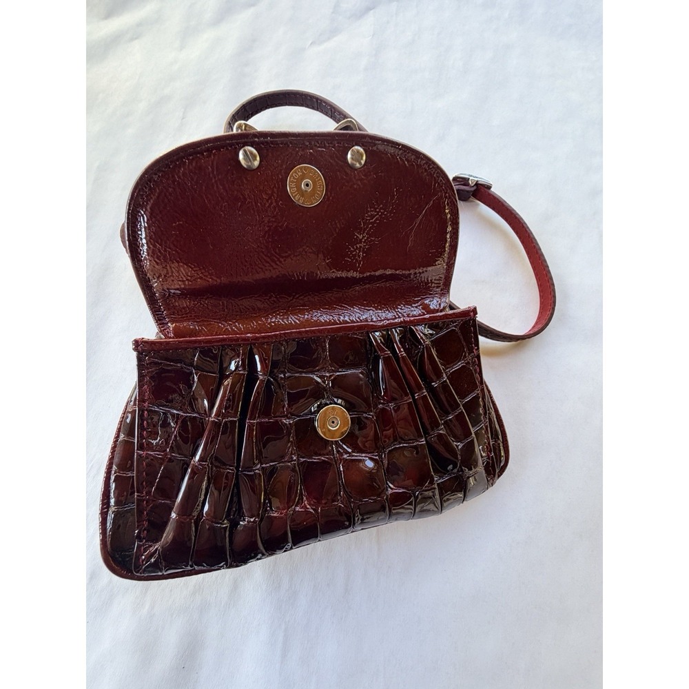 Brighton vintage Red Croc Embossed Leather Bow Purse Adjustable Clutch/Crossbody - Picture 10 of 16